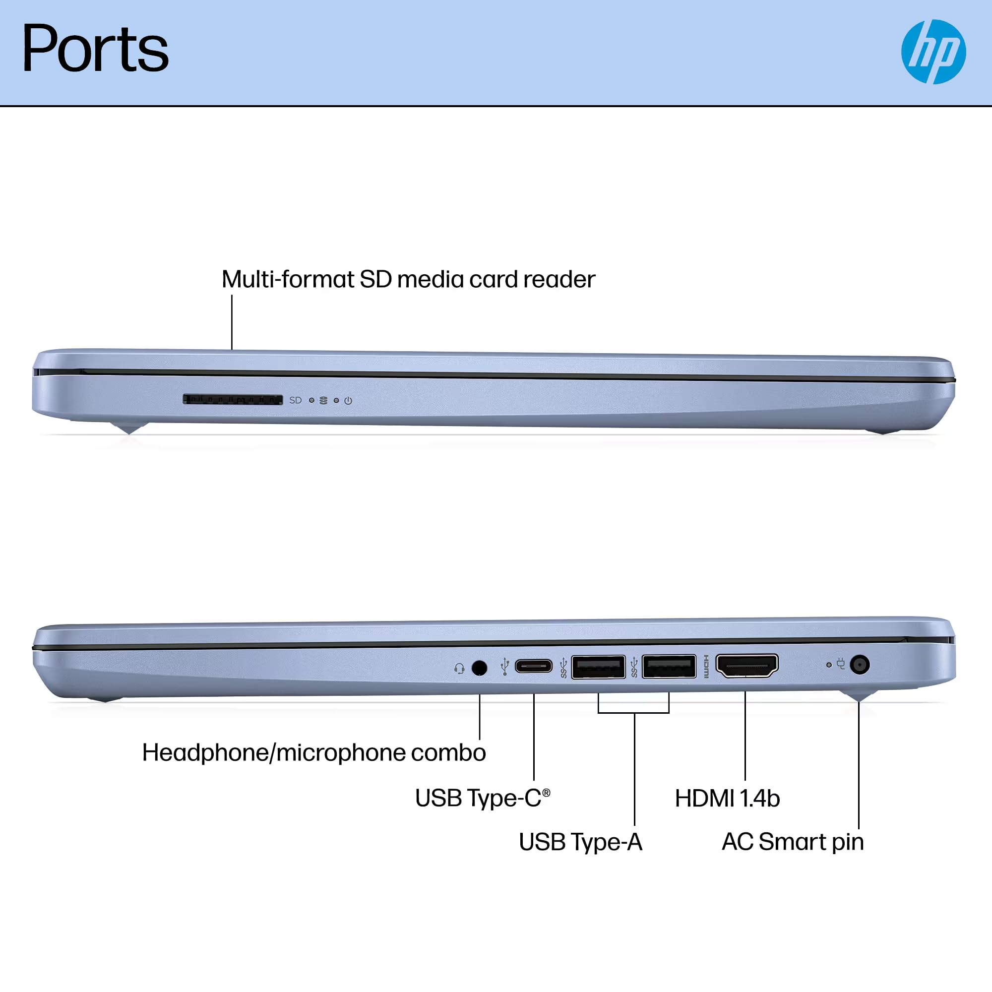HP 14 Laptop Student Business 2025 Flagship Computer, AI Copilot, 4-Core 13th Gen Intel CPU, 16GB RAM 628GB Storage (128GB UFS+ 500GB Ext), 1-Yr Office 365, Long Battery HubxcelAccessory Win 11S Blue