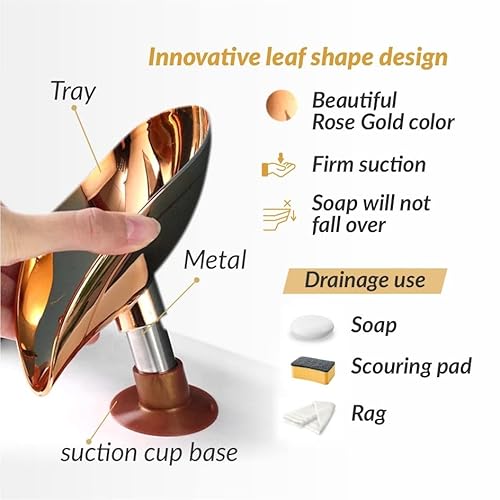 Edensdecor Soap Dish, Sponge Holder For Kitchen Sink, Bar Soap Holder For Shower, Non Slip Soap Dish For Bar Soap, Non Slip Soap Dish, Rose Gold Abs + Aluminum #TOP7