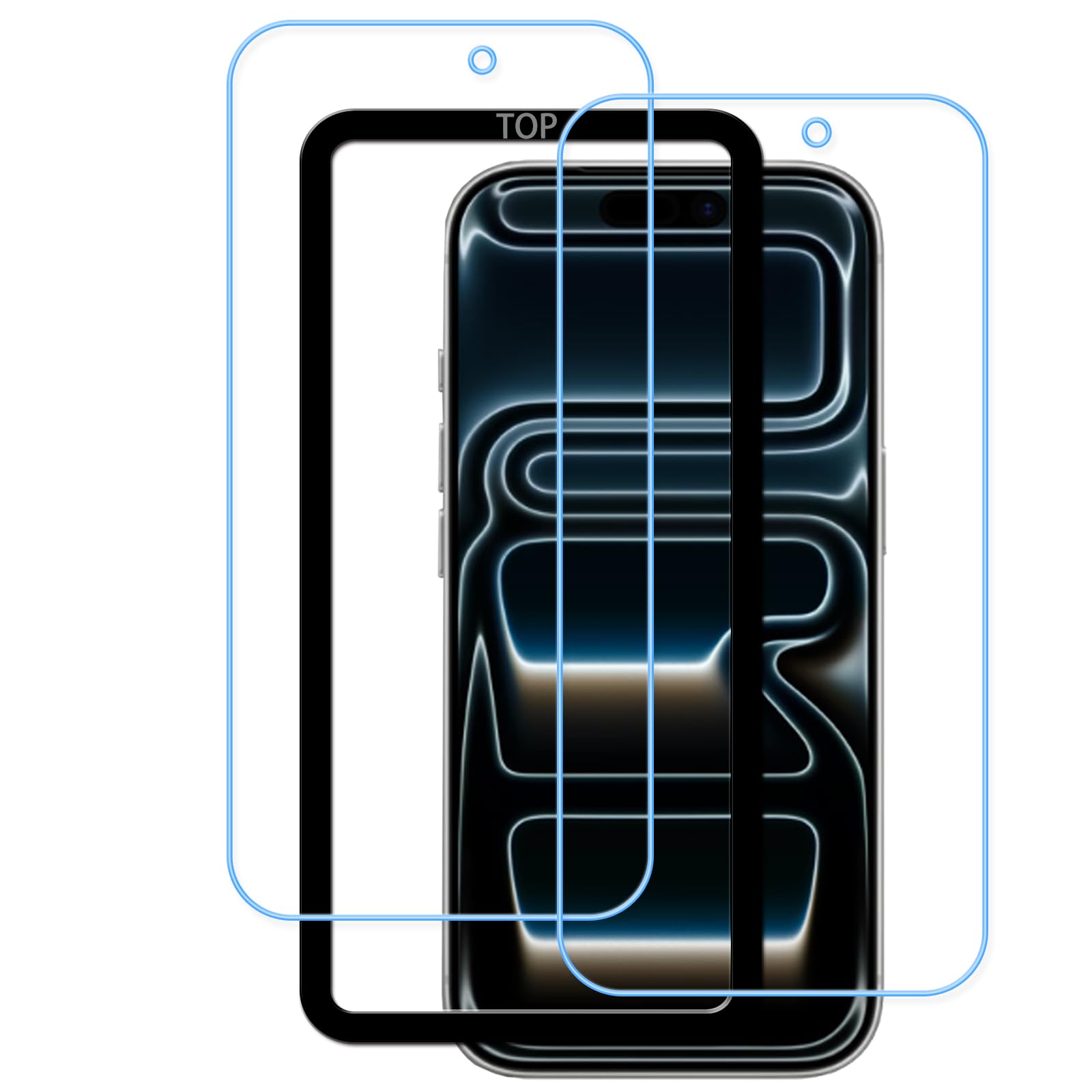 目の疲れを軽減し For iPhone 17 Pro max 用の ガラスフィルム ブルーライトカット機能 保護 液晶保護フィルム 国産旭硝子素材製 9H 表面硬度 強化ガラス 耐傷性 ブルーライト画面保護フィルム 2枚セット ガイド枠付き