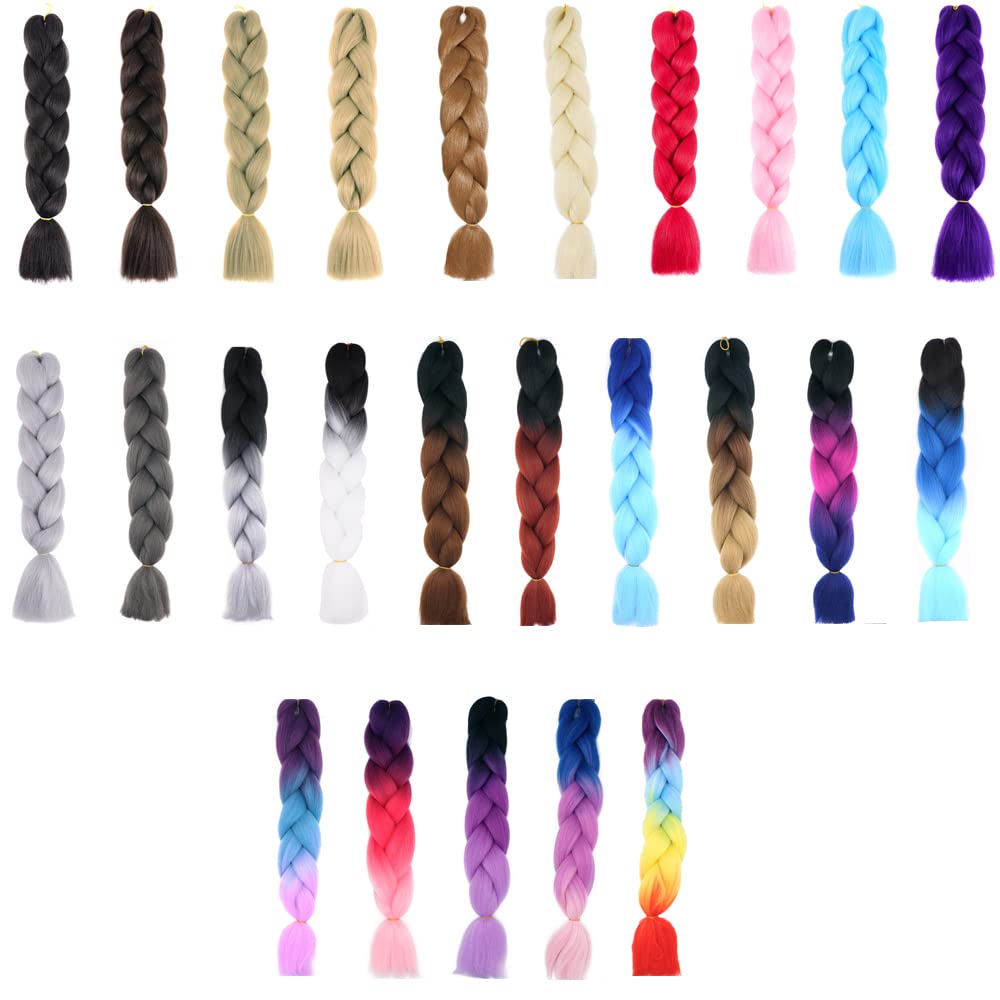 60cm Pelo para Trenzas Africanas 5PCS Extensiones de Cabello Natural Trenzado para Mujer Ombre Jumbo Braids Hair Extensions Pelo Sintetico para Trenzas (Castaño oscuro)