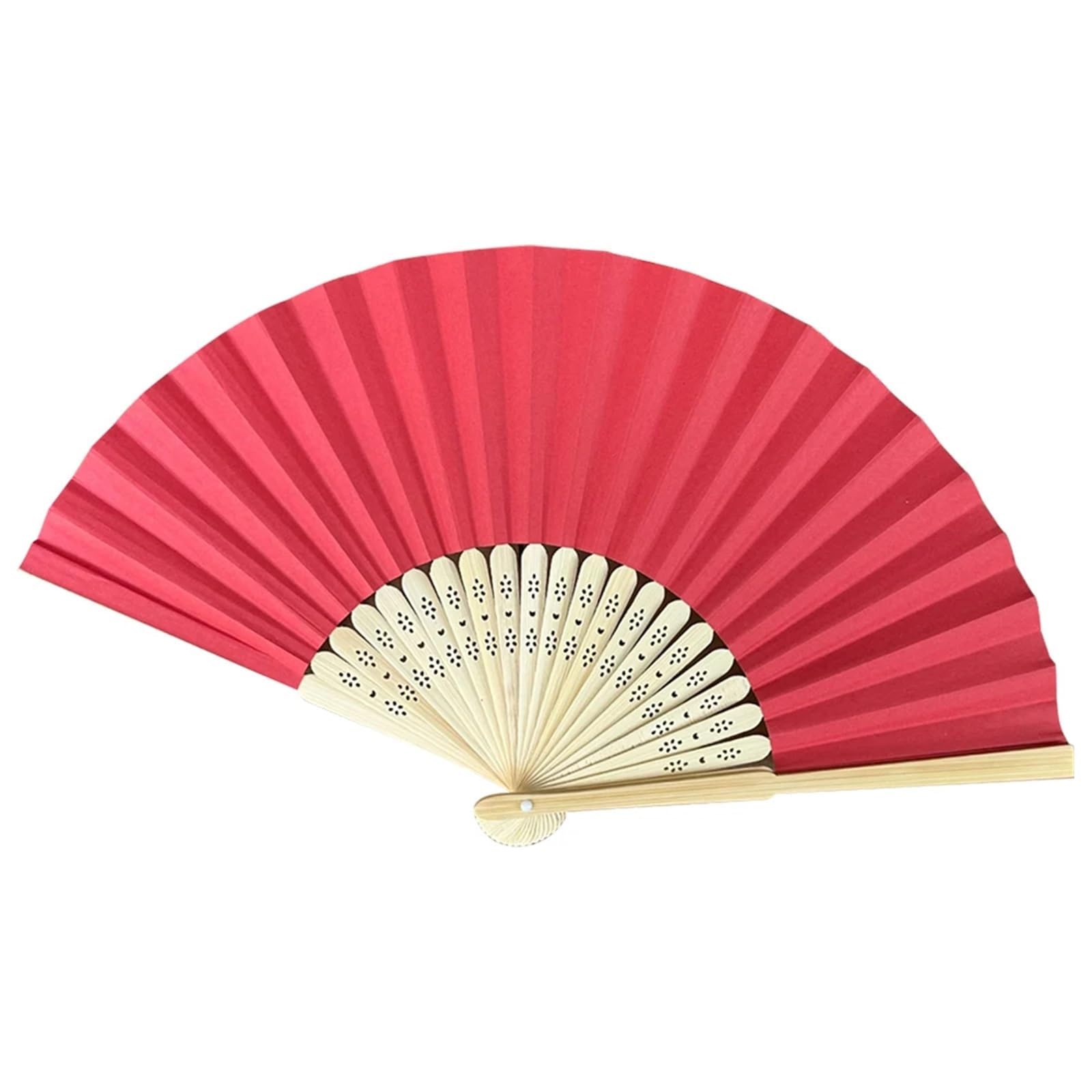 Cqahdsevf Bright Red Paper Foldable Hand Fan