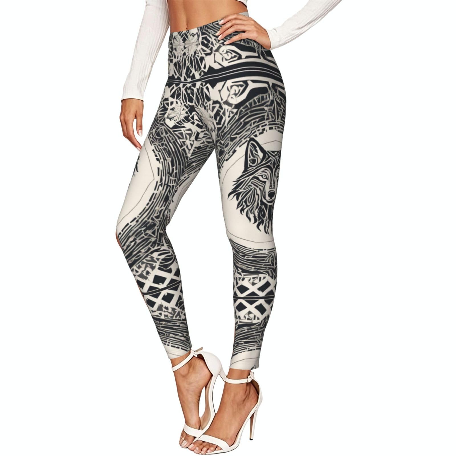 Pantalones de yoga Wolf Motifs transpirables con estampado Construct01 8