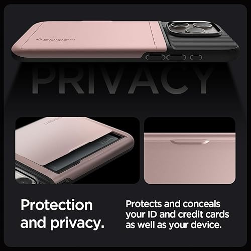 Miniatura 4 de Spigen Slim Armor CS - Funda diseñada para iPhone 15 Pro Max (2023), protección de grado militar tarjetero - oro rosa