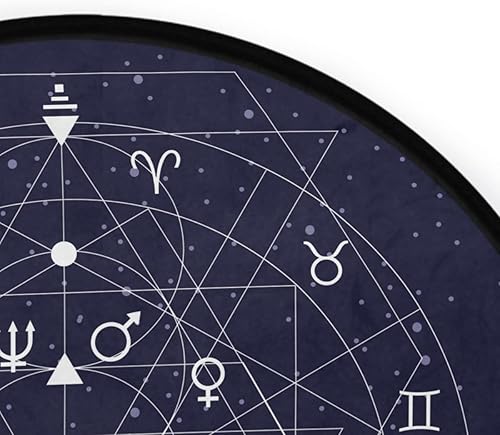 Miniatura 4 de ALAZA Tapete redondo con signo del zodiaco geométrico sobre fondo azul, antideslizante, para dormitorio, sala de estar, decoración del hogar, 3 pies