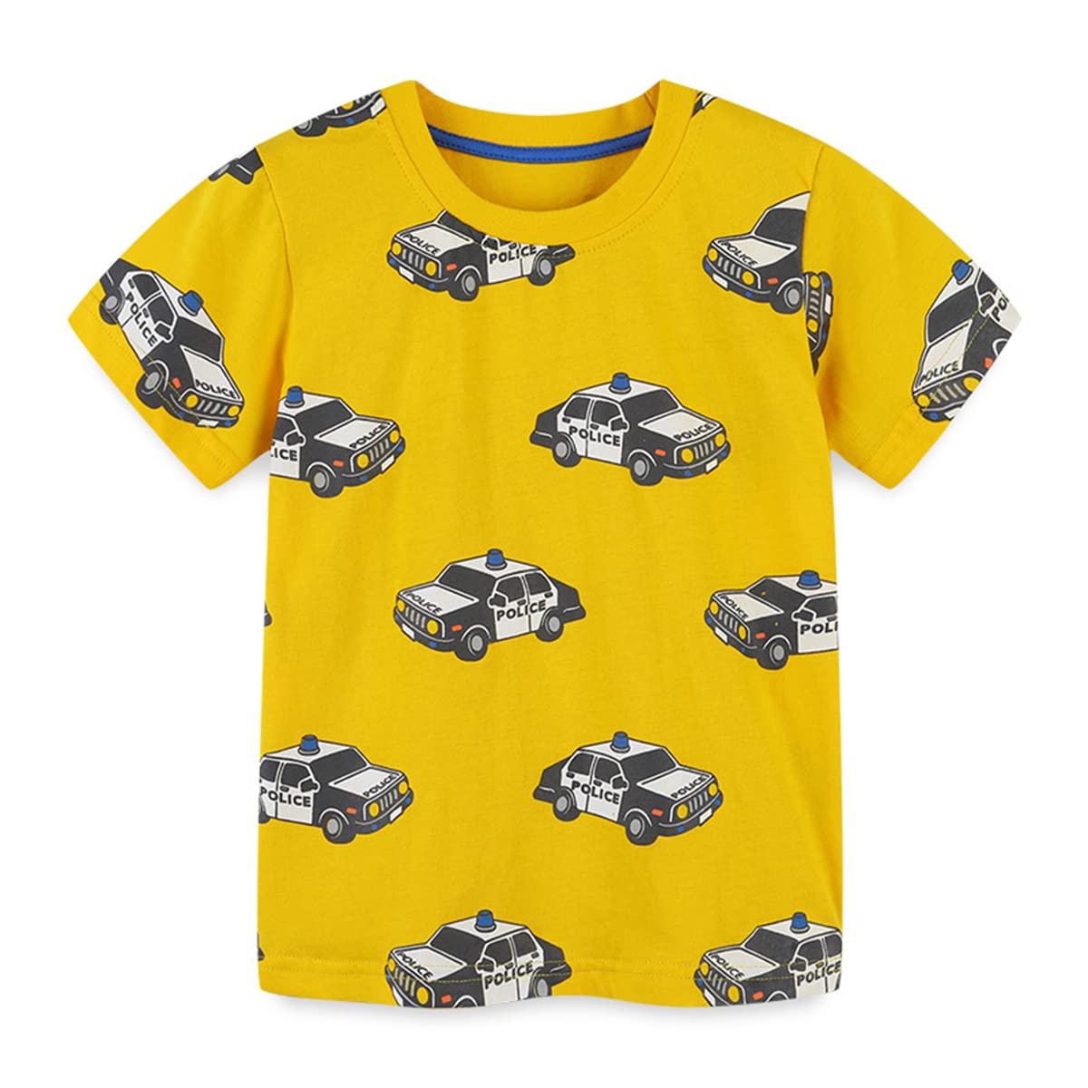 Warmbaby Toddler Boys Shirts Kids Short Sleeve T Shirts Police Car Yellow