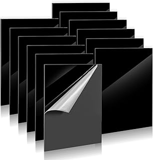 12 Stück Acrylglas Kunststoffplatten, 1mm Schwarz Acrylplatte, klare Kunststoff Acrylplatte mit Schutzfolie für Schilder P...