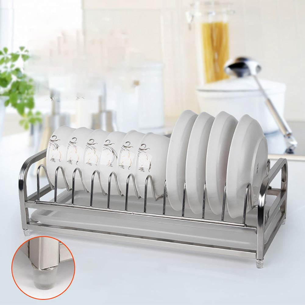 Escurreplatos Pequeño,Compacto Escurreplatos con Removible Bandeja De Goteo Acero Inoxidable Estante Drainer para Kitchen Countertop A