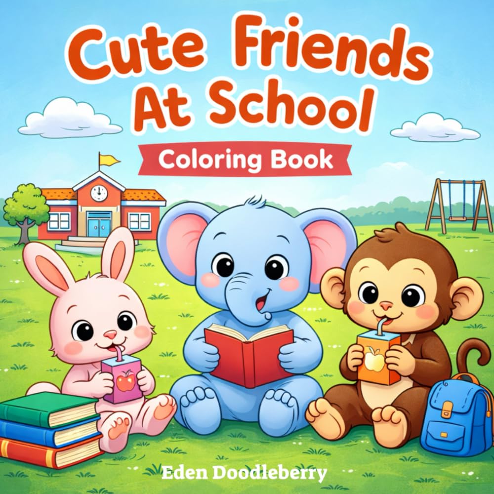 Cute Friends At School: Coloring Book for Kids