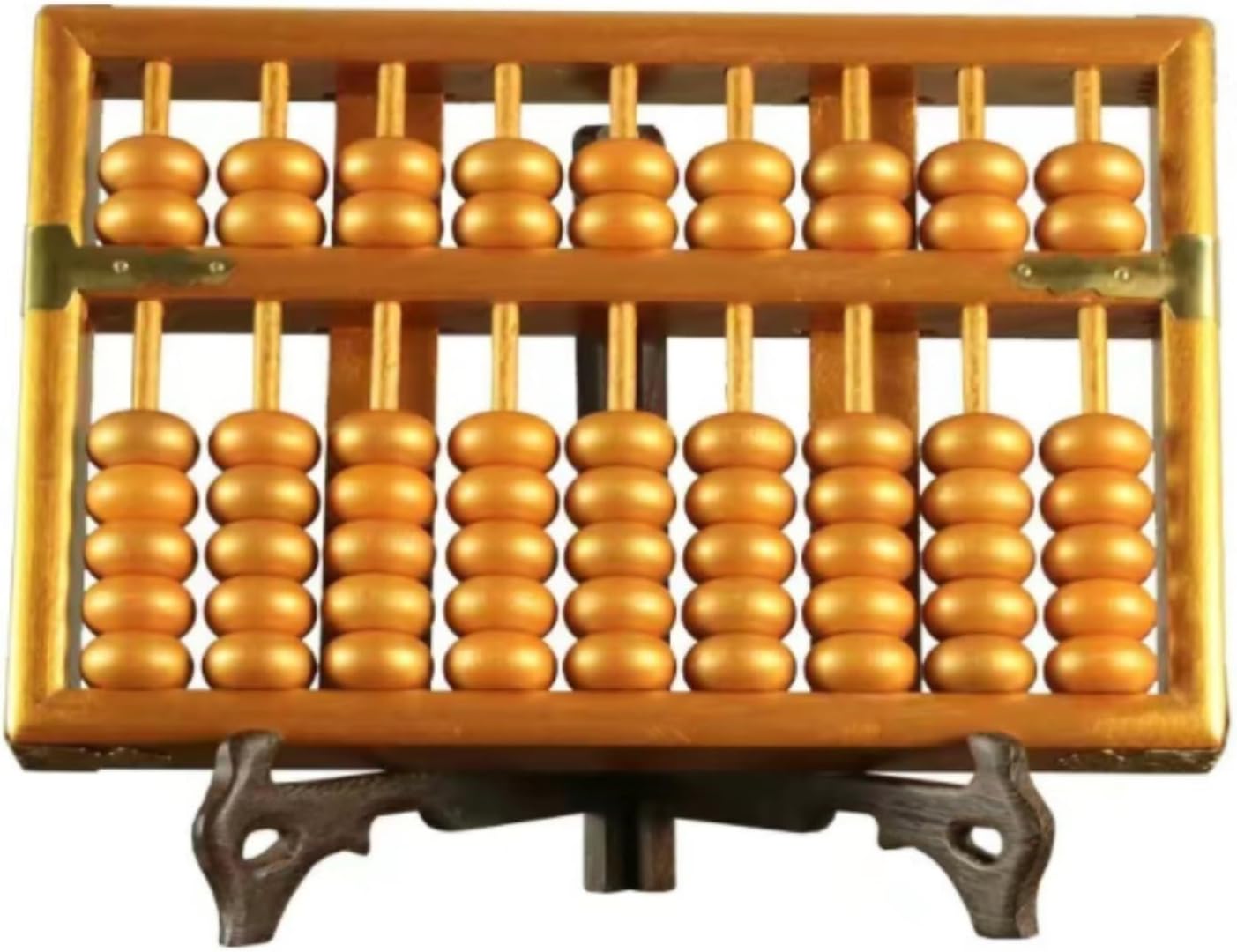 Math Abacus Educational Tool Abacus 9 Column Wooden Chinese Japanese Calculator Educational Counting Tool Office Decoration(Gold)