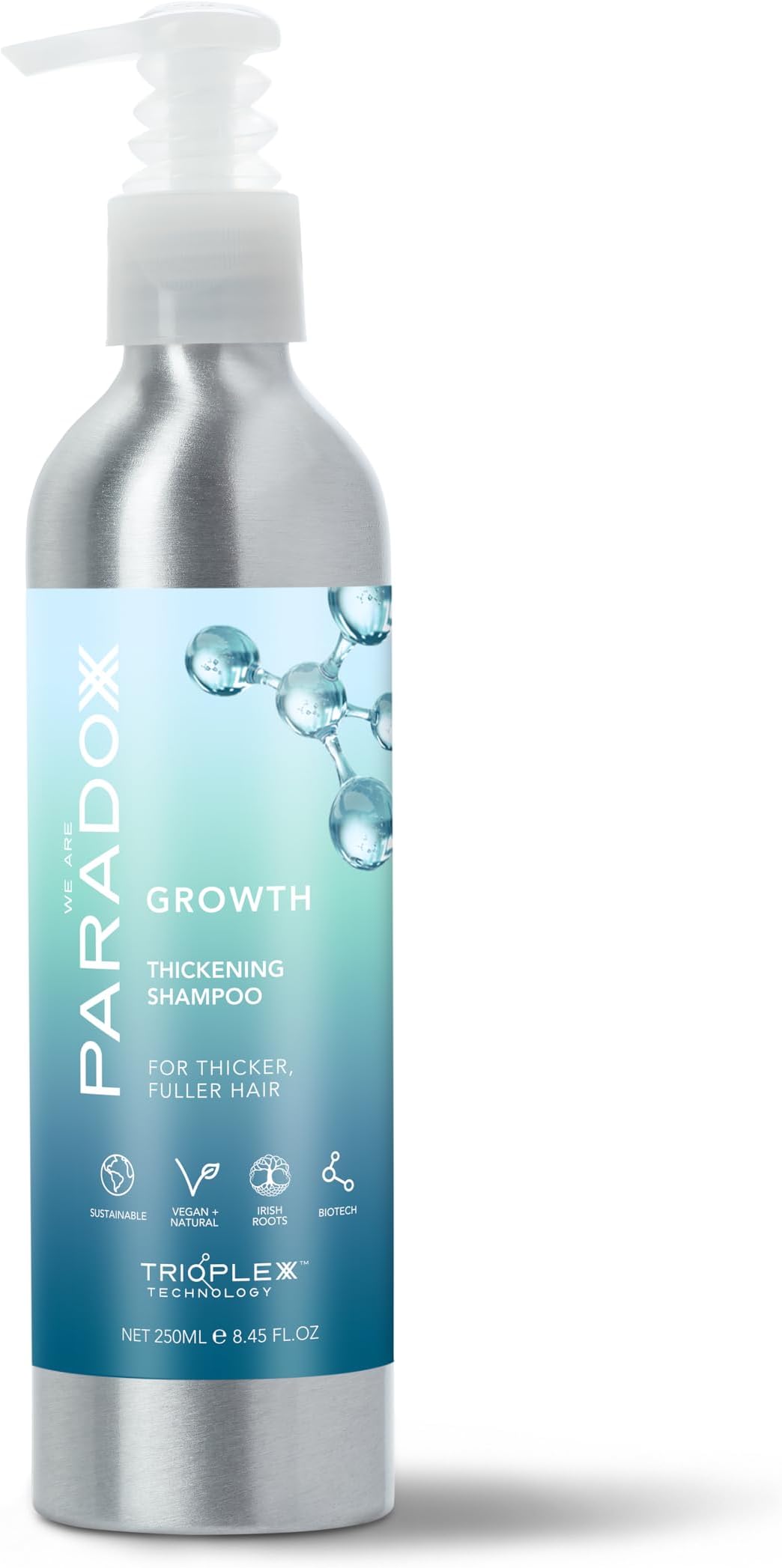 Growth Thickening Shampoo For Women 250ml, Revitalises Scalp, Thickens Roots, Strengthens Hair Bonds, Caffeine, Peppermint, Gift For Her, Vegan and Cruelty Free
