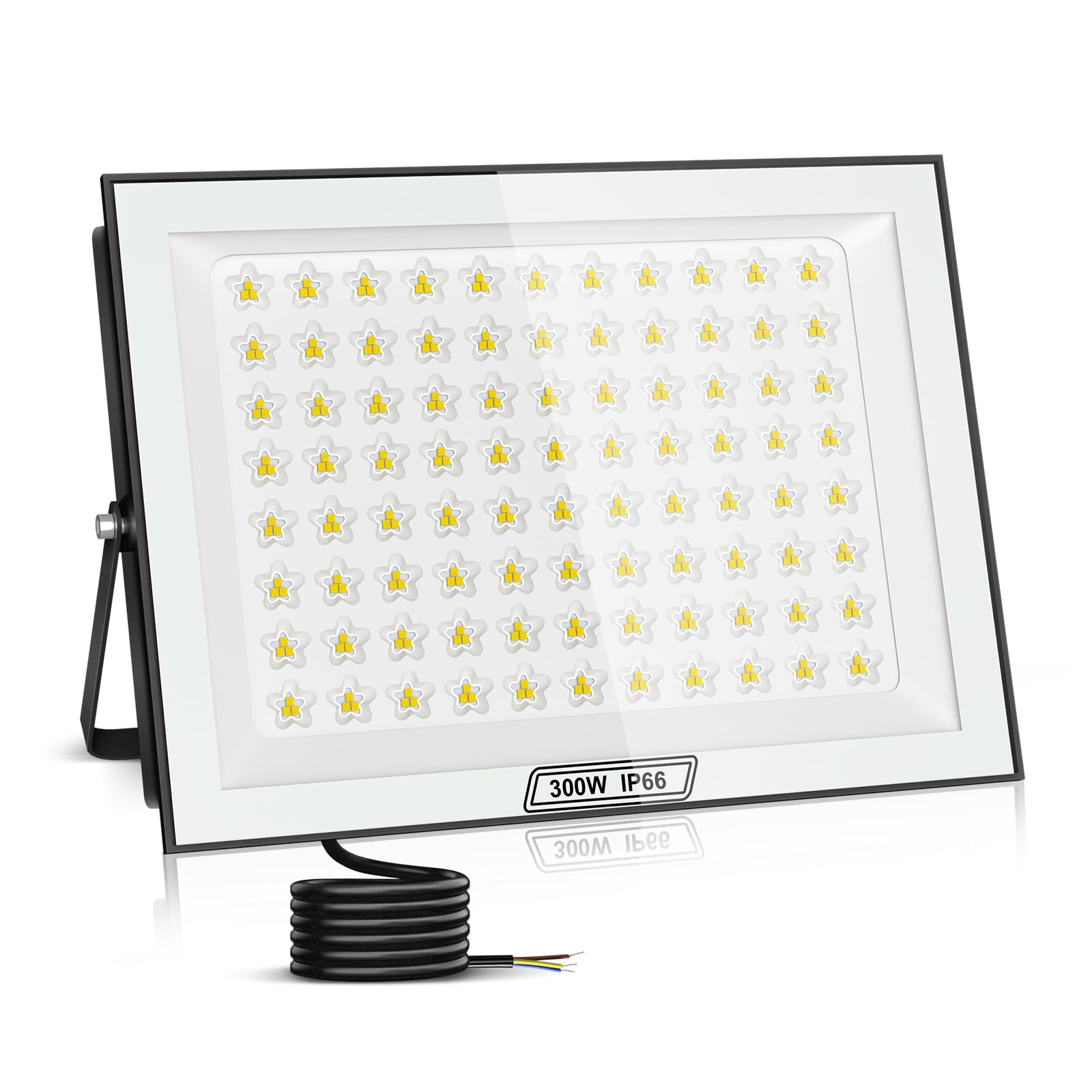 Viugreum 300W Security Light, 30000LM Led Floodlight 6500K Daylight White, IP66 Waterproof Outside Flood Lights Mains Powered