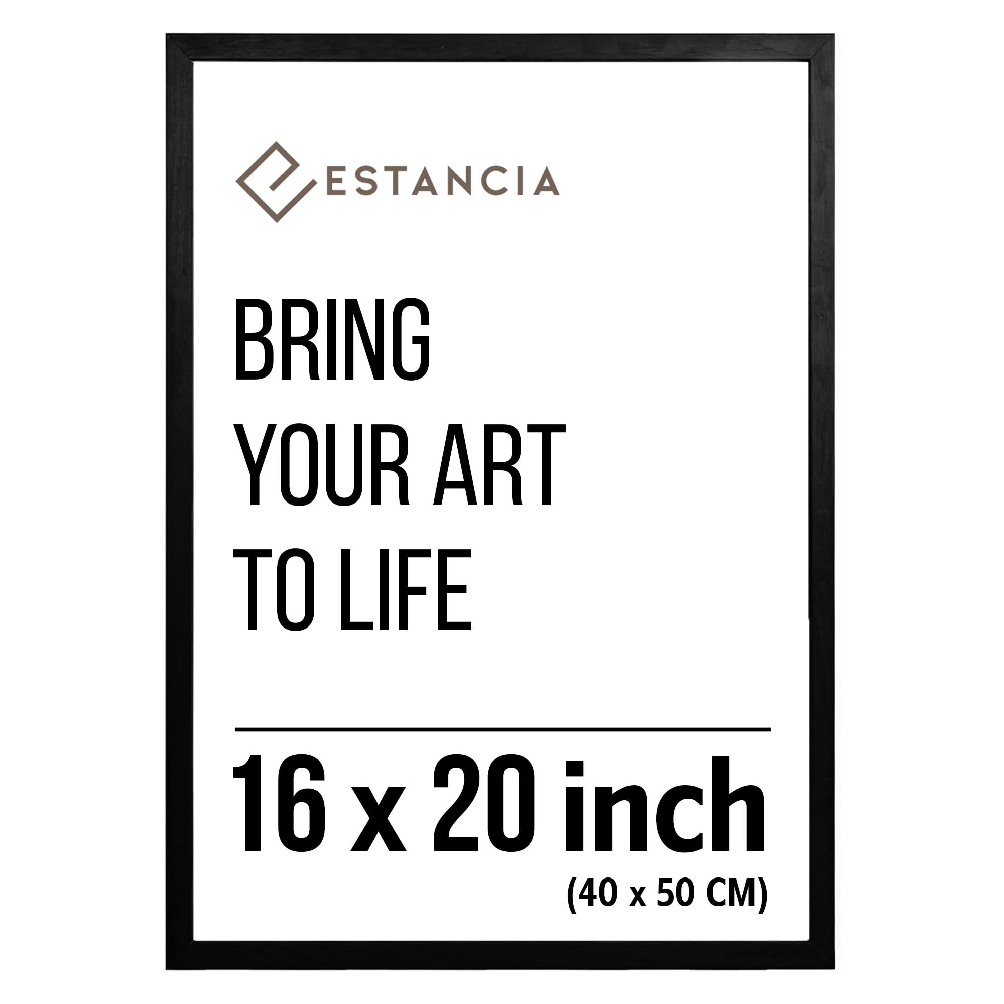 Estancia Black Pine Wood Photo Frame 16x20 inch (40x50 cm) with Shatterproof Acrylic Glass | Modern 16 x 20 inch (40 x 50 cm) Wooden Picture Frame