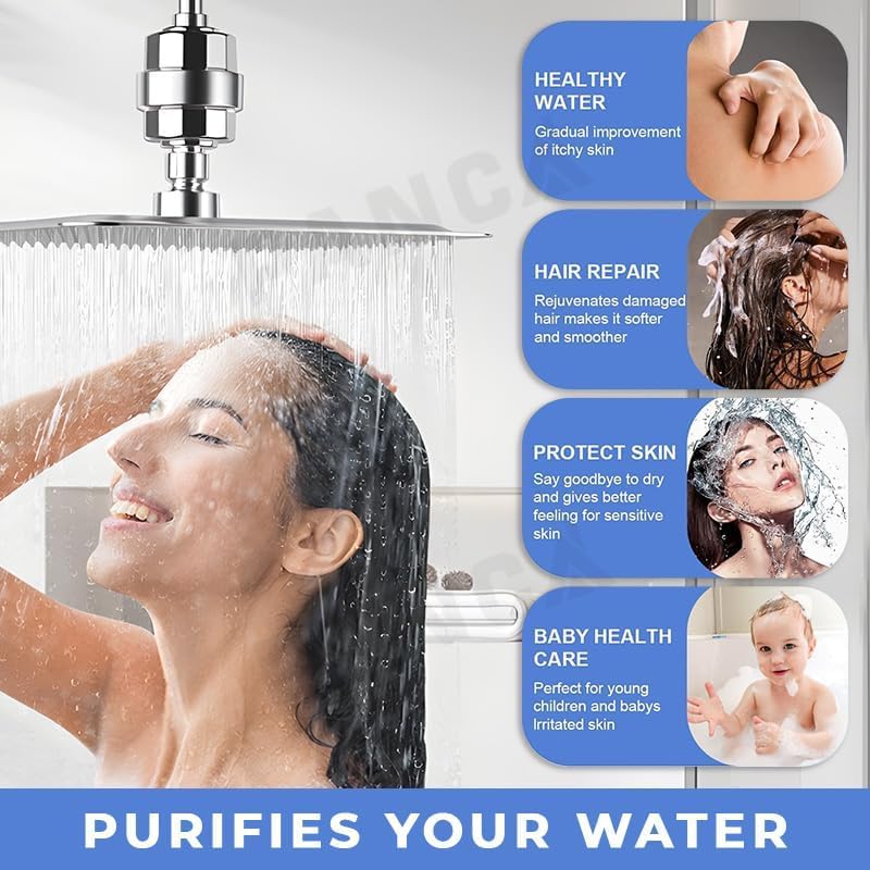 Image of 15 Stage Replacement Cartridge for Shower Head & Tap Filter | 6 Month Life Water Filter Media | Reduces Chlorine, Rust & Dirt | Compatible Refill for Bathroom & Kitchen Use