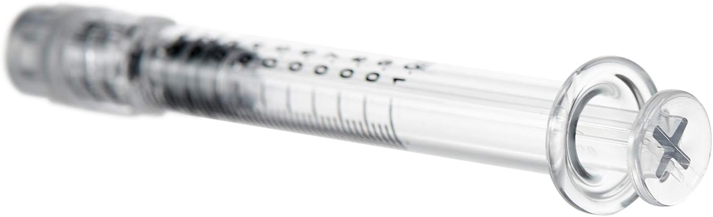 10 Pc Glass Syringes, 1ml Accurate Measuring with Min Calibration 0.025 ml | Slender Luer Lock Syringes 5/16 Inch Diameter | Reusable for Glue, Oil, Liquids, Beauty