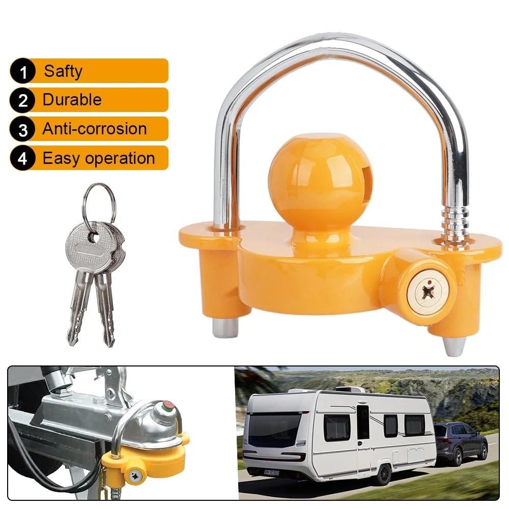 Remolque Coche Acoplamiento de Bola para Remolque con Bloqueo en Forma de U, Universal, Resistente, antirrobo, para Caravana, Accesorios para Remolque Bola Remolque