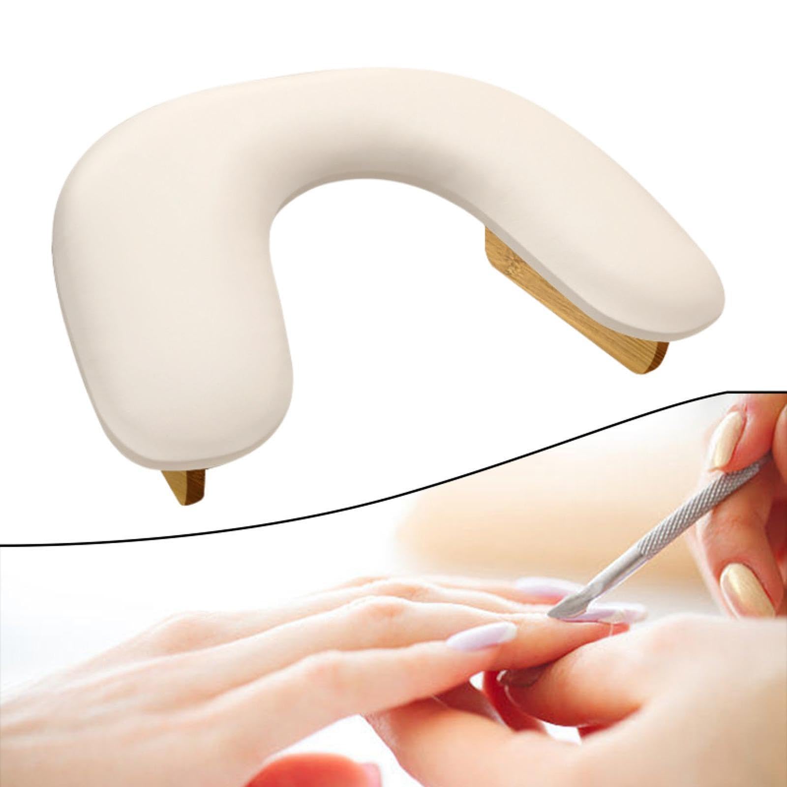 Oshhni Reposabrazos para uñas, soporte para mesa de manicura, suave piel sintética, antideslizante, en forma de U, cojín para reposamanos de salón, ideal, Blanco