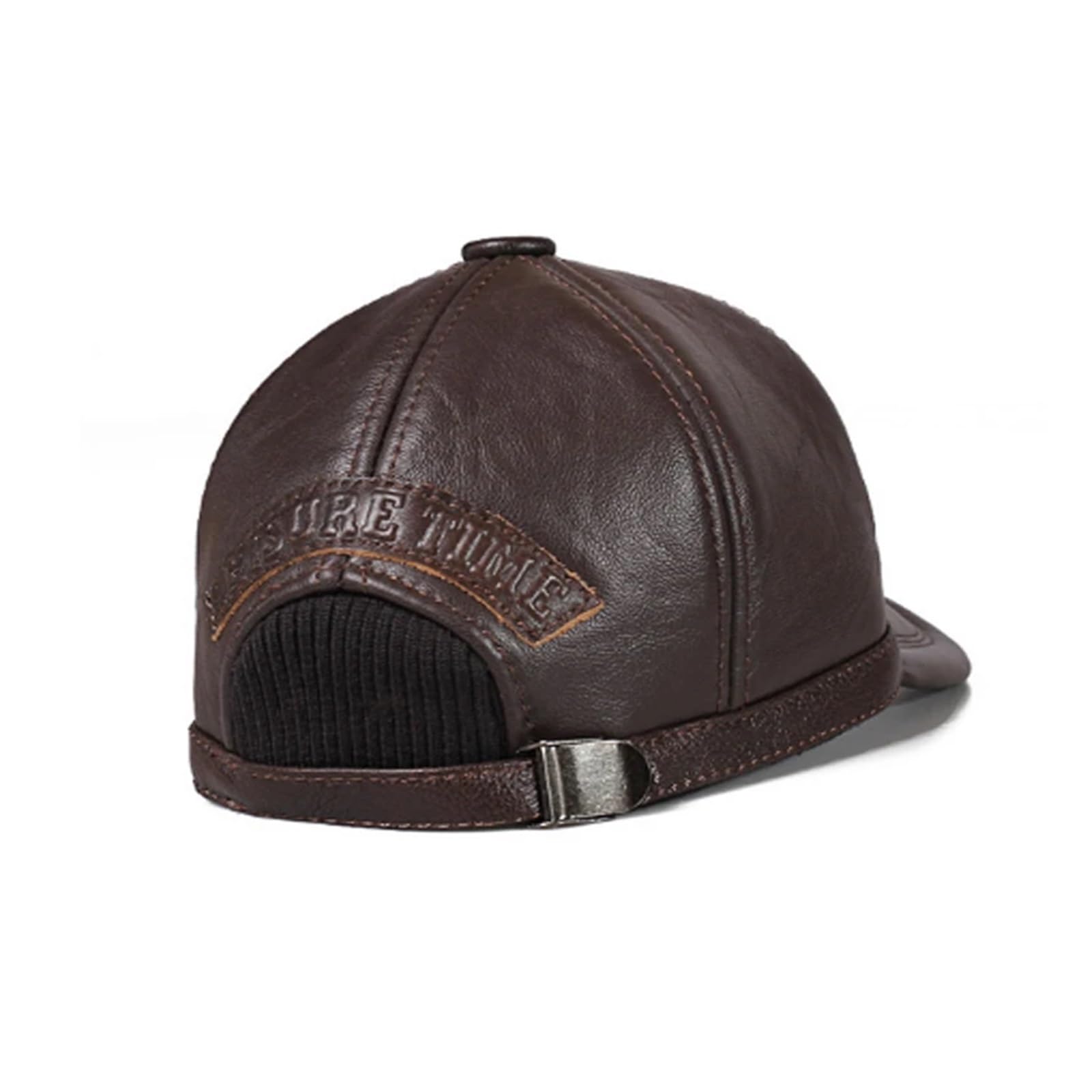 Gorras De Béisbol con Protección For La Cabeza De Piel De Oveja Auténtica Y Cálida De Piel De Invierno For Hombre, Sombrero Ajustable con Relieve Negro For Hombre