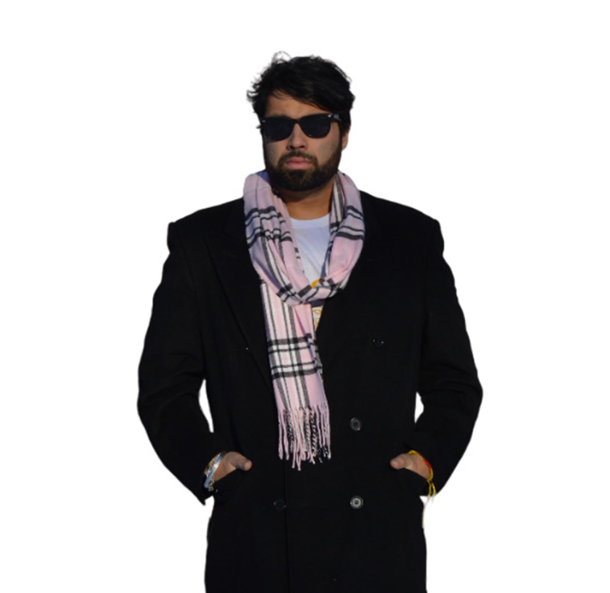 Cashmere Pashmina GroupFeel Unisex Scarf in Checks and Plaid/Houndstooth (Pink Check)