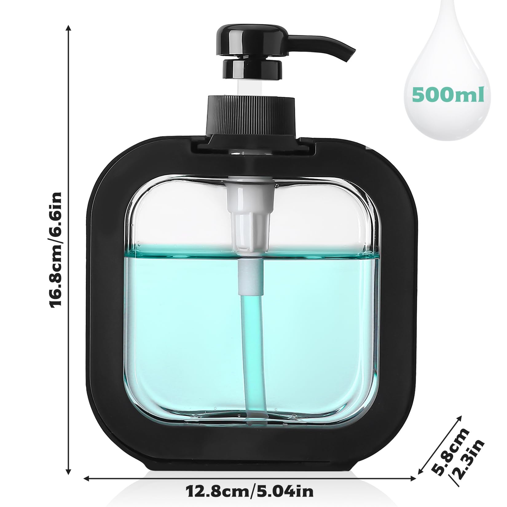 2 szt. 500 ml Dozownik czarnego mydła, butelka z pompką, dozownik mydła w płynie do naczyń, dozownik żelu pod prysznic, puste plastikowe butelki z pompką do łazienki