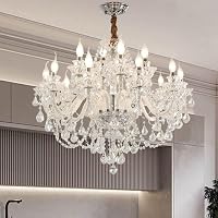 Durahonn 12-Light K9 Clear Crystal Chandelier - Modern Double Layer Ceiling Light for Living Room, Dining Room, 32in Diameter