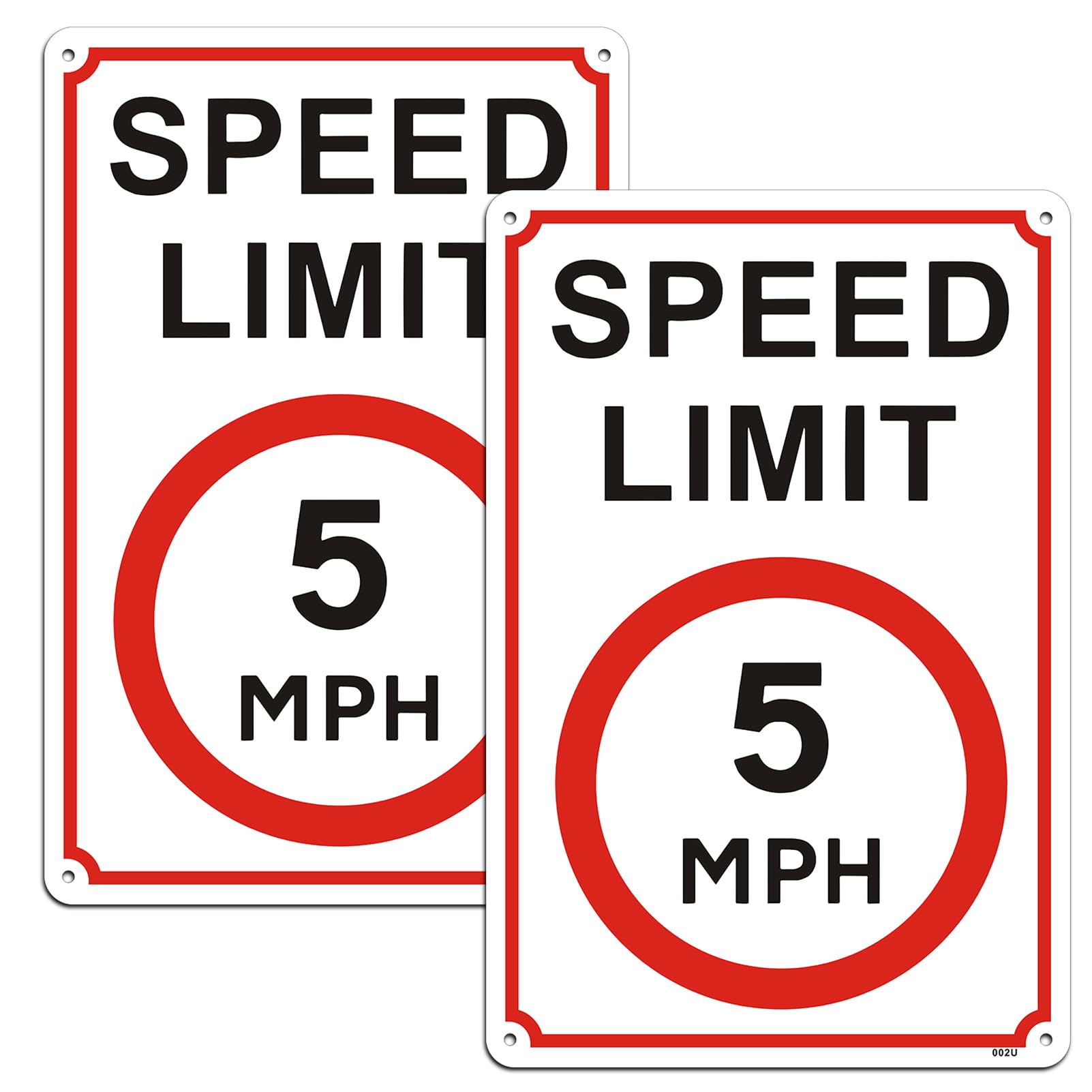 Yuzkouge Speed Limit 5 MPH Sign - 2 Pack, 25cm x 18cm Rust Free Thin Aluminum Sign, Weatherproof, Fade Resistant, Easy Mounting.
