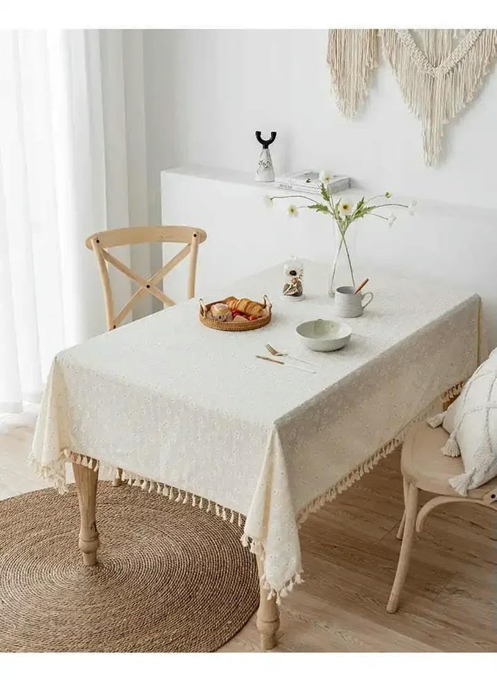 1 Pieza Mantel Floral Coreano Moderno, Tela de algodón con Estampado de Margaritas pequeñas para Sala de Estar, Comedor, Mesa de Cocina y decoración Informal para Mesa de té.