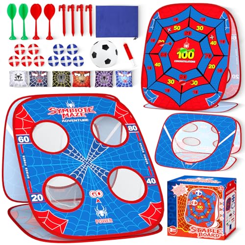 Spider Bean Bag Toss Game Cornhole Board Outdoor Toys for Kids Age 3-12