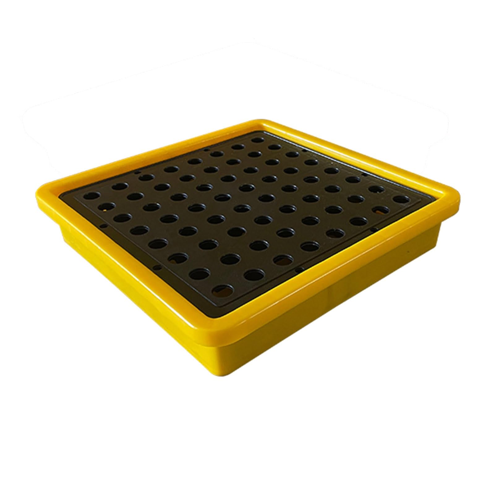 PFCDZDU Drum Containment Spill Pallet, Industrial Nestable Oil Drums Leak-Proof Tray, Garage Storage Detachable Anti Slip Polyethylene Platform with Drain (Color : Yellow-1 Pack, Size : 13.4