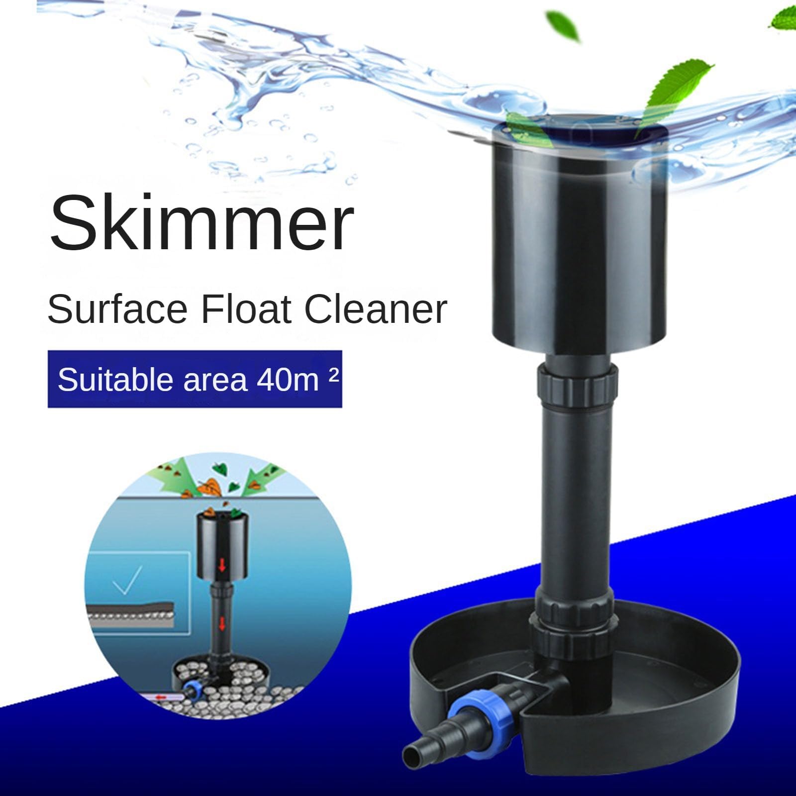 Skimmer per laghetto con membrana telescopica per rimozione olio, altezza regolabile per filtrazione superficiale in stagni e laghi di carpe koi
