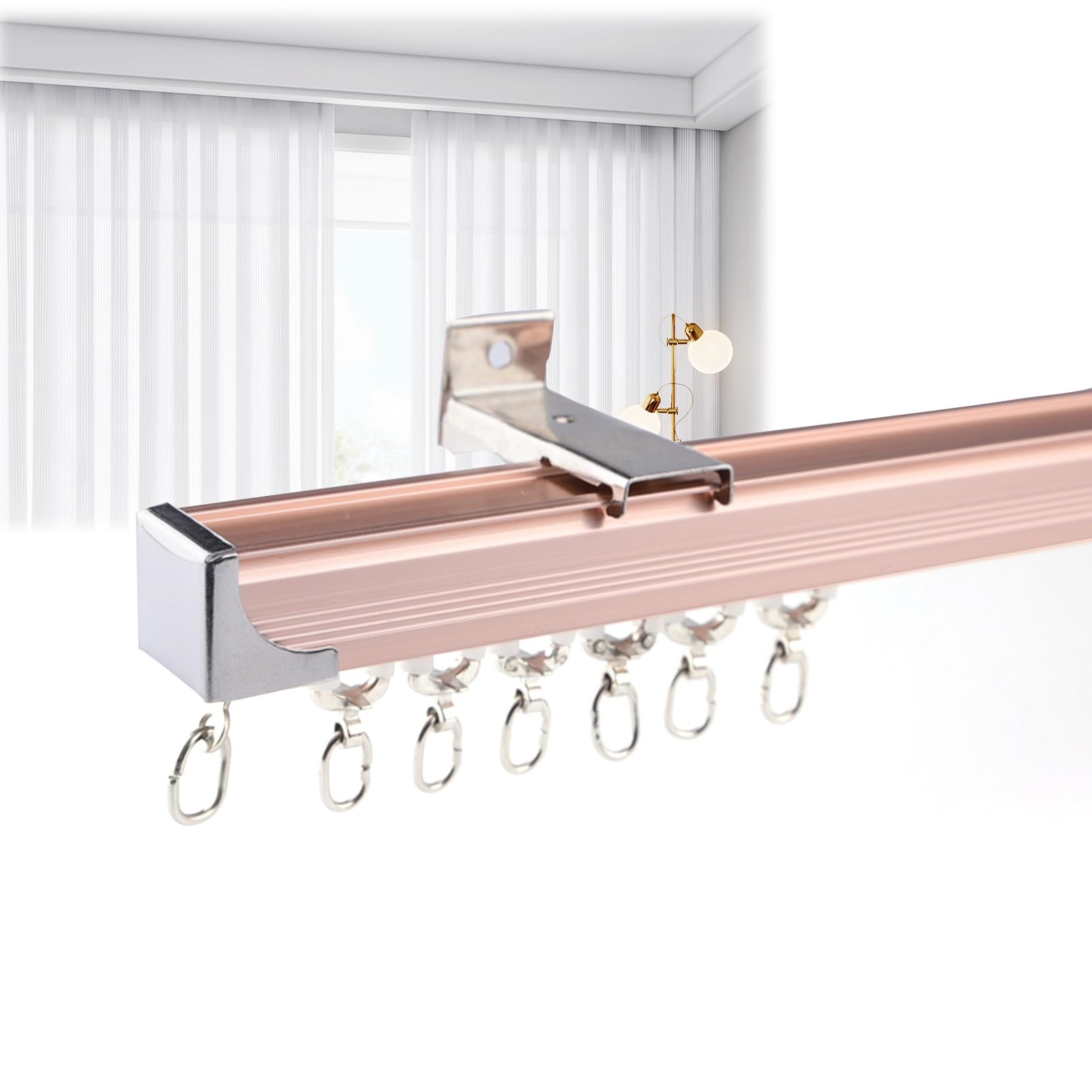 Curtain Track Ceiling or Wall Mount, Heavy-Duty Curtain Rail, Room Divider for Windows Living Room Bedroom Drop Ceiling Shower (Color : Pink Wall Mount, Size : 2.6m/8.5ft)