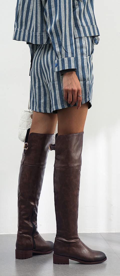 Pelle PU Alla moda Confortevole Carino Stivali sopra il ginocchio Per le donne Tacco a spillo Punta Scarpe da ragazza