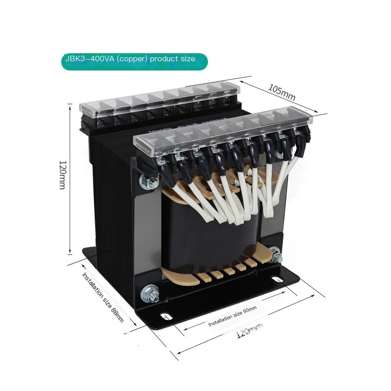 Trasformatore di controllo for macchine utensili JBK3-400VA, trasformatore di isolamento monofase con ingresso 380-220 V e uscita 110/36/24/12/6 V