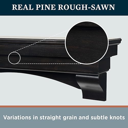 Miniatura 4 de MANTELSDIRECT Mantels Direct Salem - Estantería de madera con ménsulas arqueadas, color espresso de 72 pulgadas, estante rústico de madera de pino