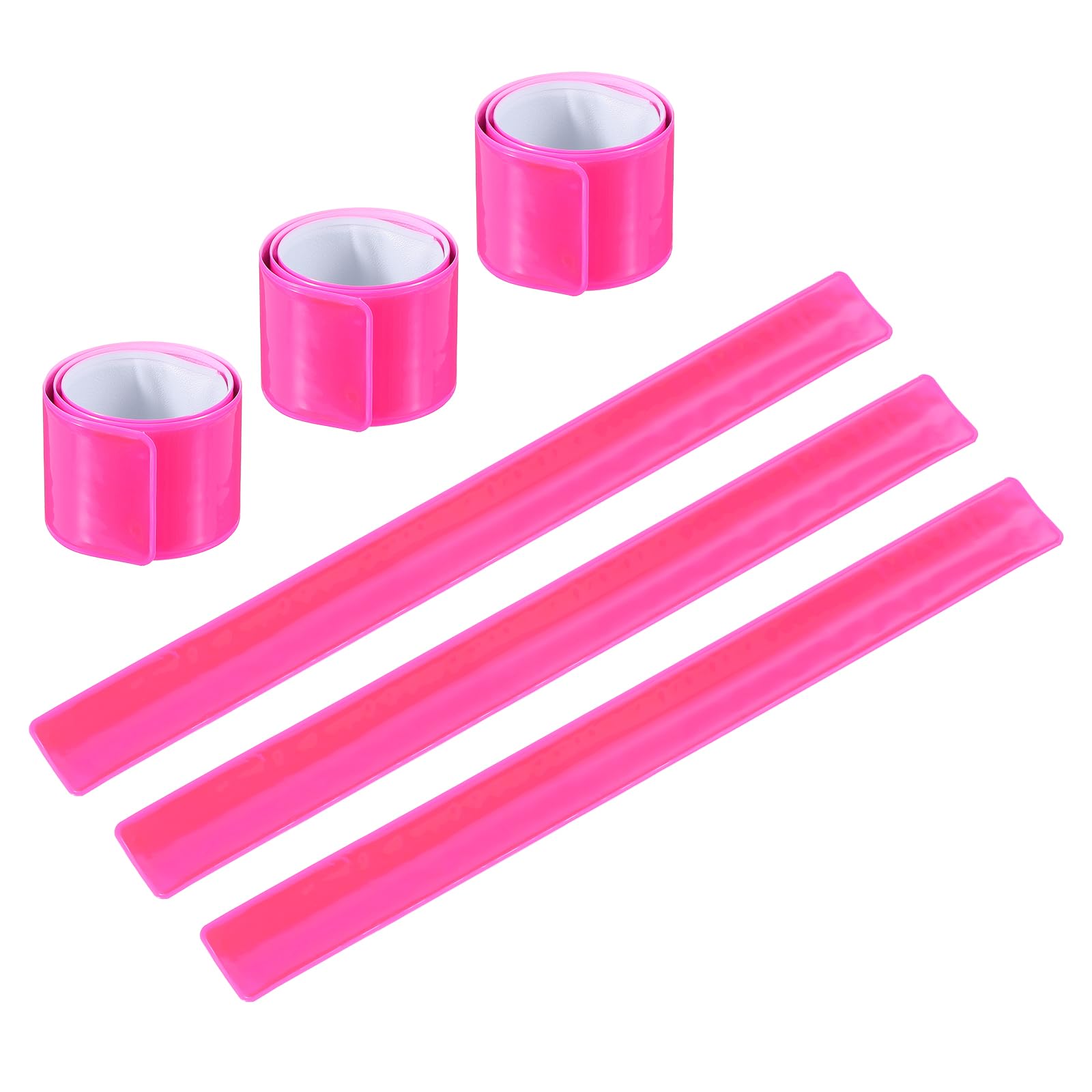 PATIKIL Reflective Slap Bands, 6 Pcs Reflector Band Snap Bracelet Armbands High Visibility Safety Reflectors Wrist Strap Strips for Night Jogging Cycling Running Hiking, Pink