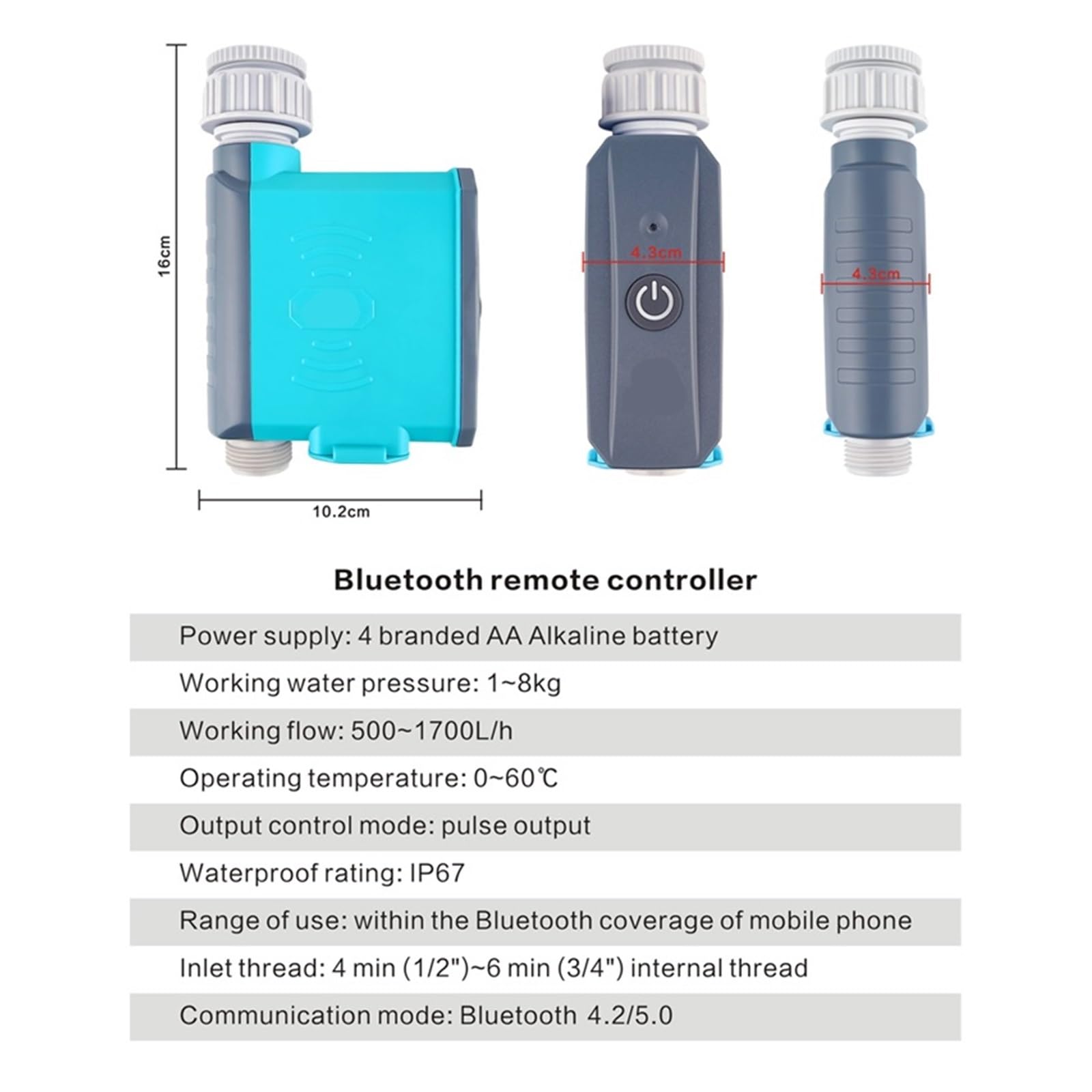 Zegar do nawadniania ogrodu Bramka Bluetooth do nawadniania Sterownik do podlewania kwiatów Harmonogram Artefakt do podlewania Automatyczny zegar do smartfona (kolor: zestaw B) (Color : Controller)