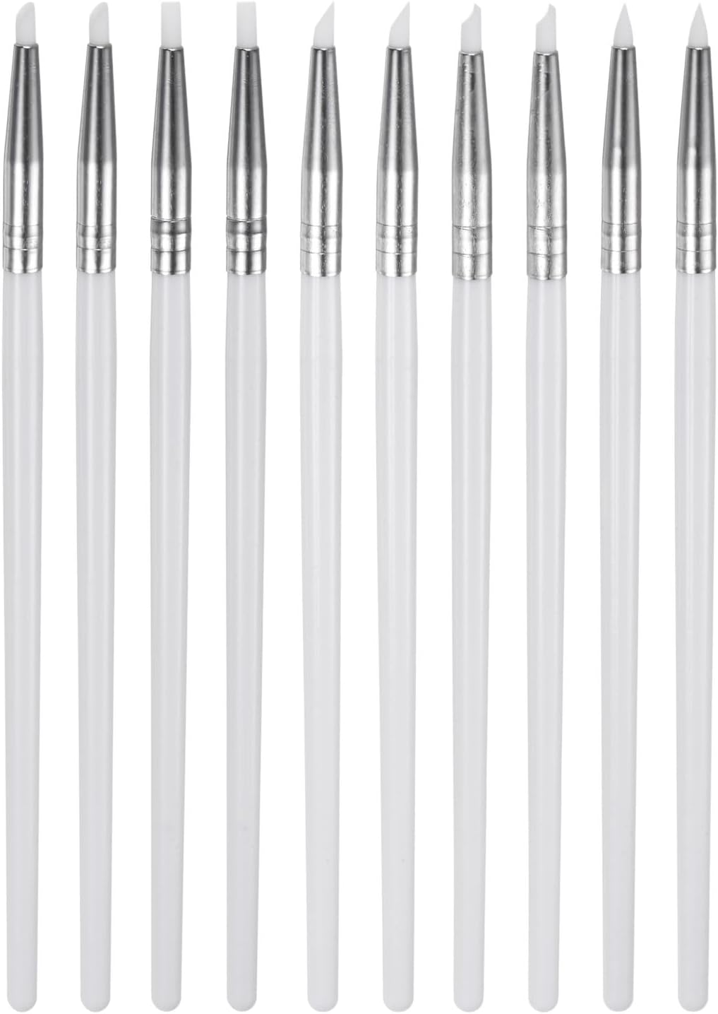 HARFINGTON 10pcs Clay Sculpting Tool Set, Clay Sculpting Shaper Rubber Tip Shaping Pen Silicone Brushes Shaping Carving Modeling Tool for Ceramic Sculpture Polymer Clay, White