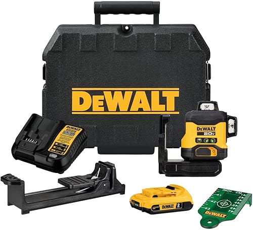 DEWALT Kit de nivel láser de 20 V máximo, láser de línea cruzada, 3 x 360, verde (DCLE34031D1)
