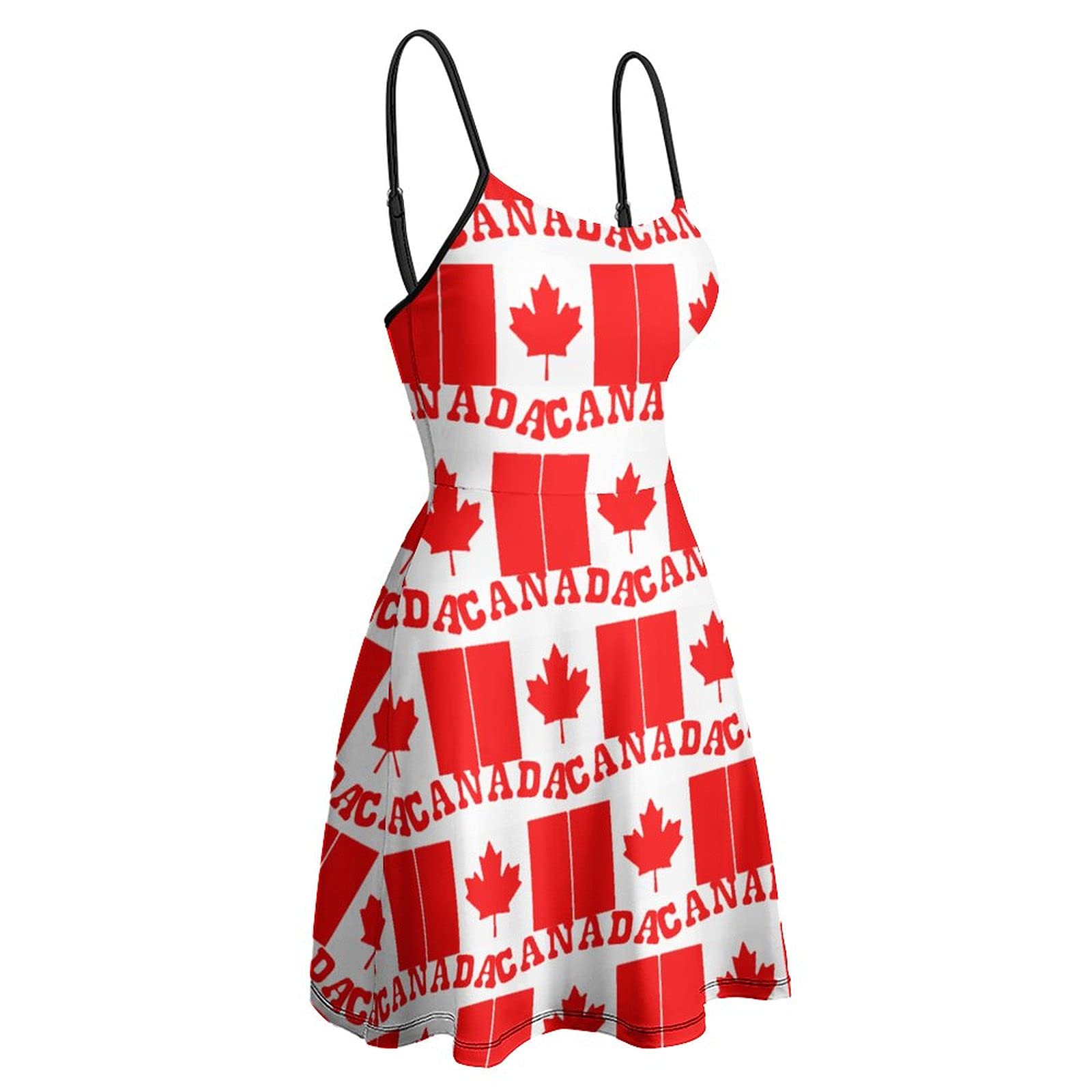 BAIKUTOUAN Canada Maple Flag Women's Sleeveless Sundress Skirt Summer Beach Swing Dress