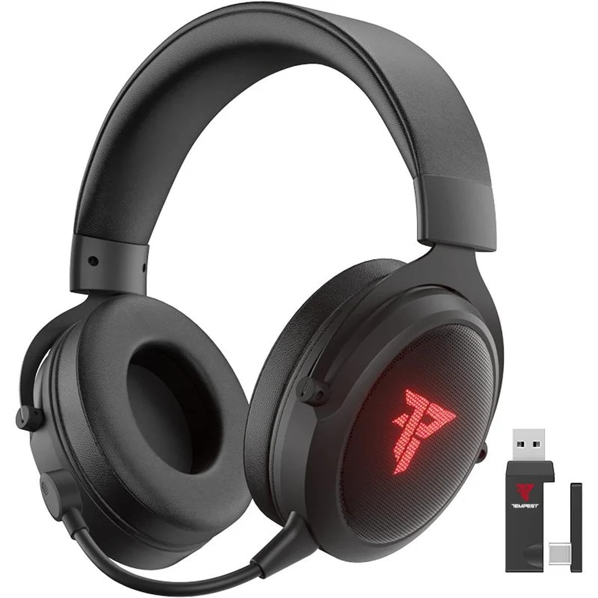 Tempest Cascos Gaming Monarch GHS Pro 20, Wireless, PC/PS5/PS4/Switch, Luz RGB, Sonido Envolvente, Cascos Inalámbricos con Micrófono