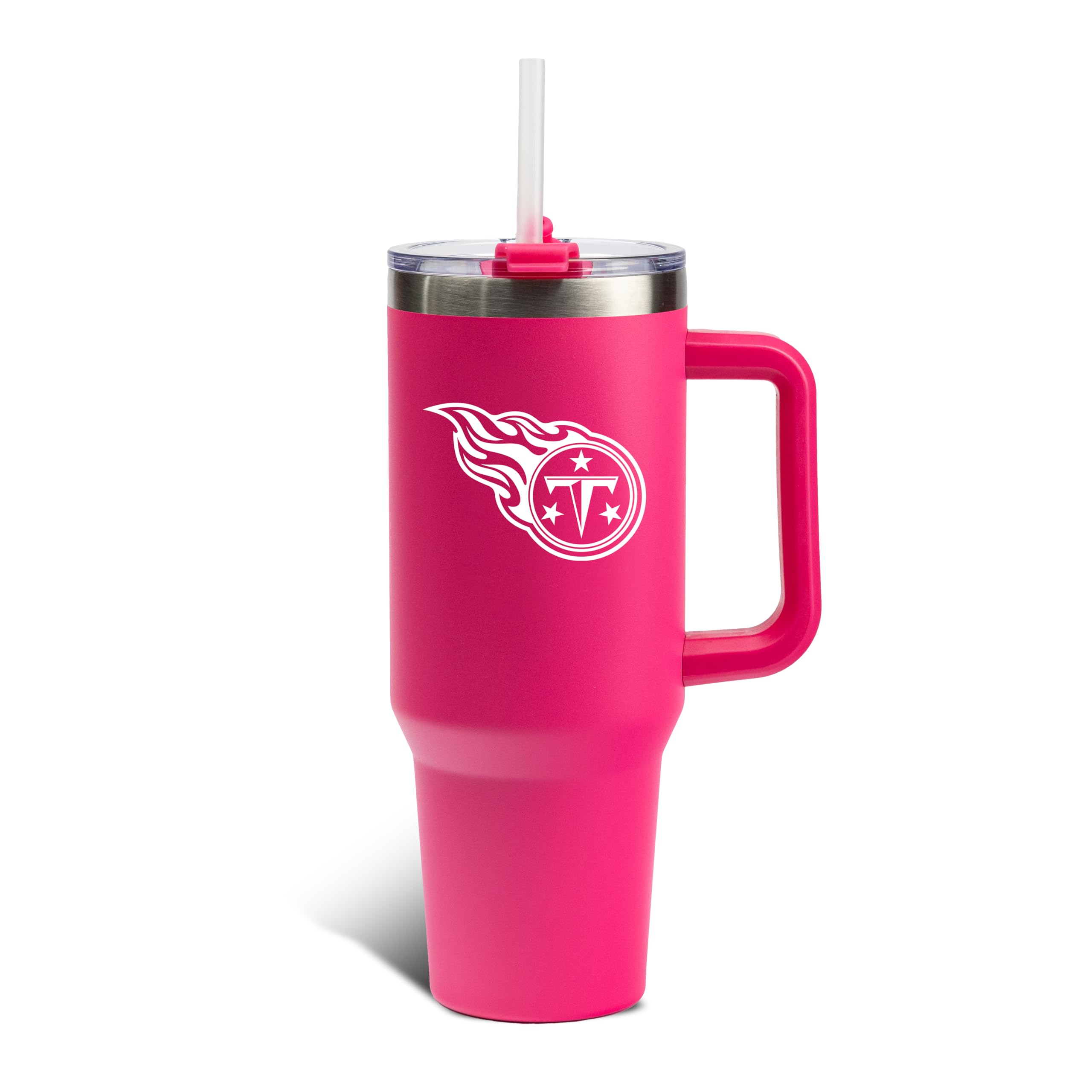 The Memory Company Officially Licensed 40oz Pink Game Day Tumbler with Team Logo, Tennessee Titans