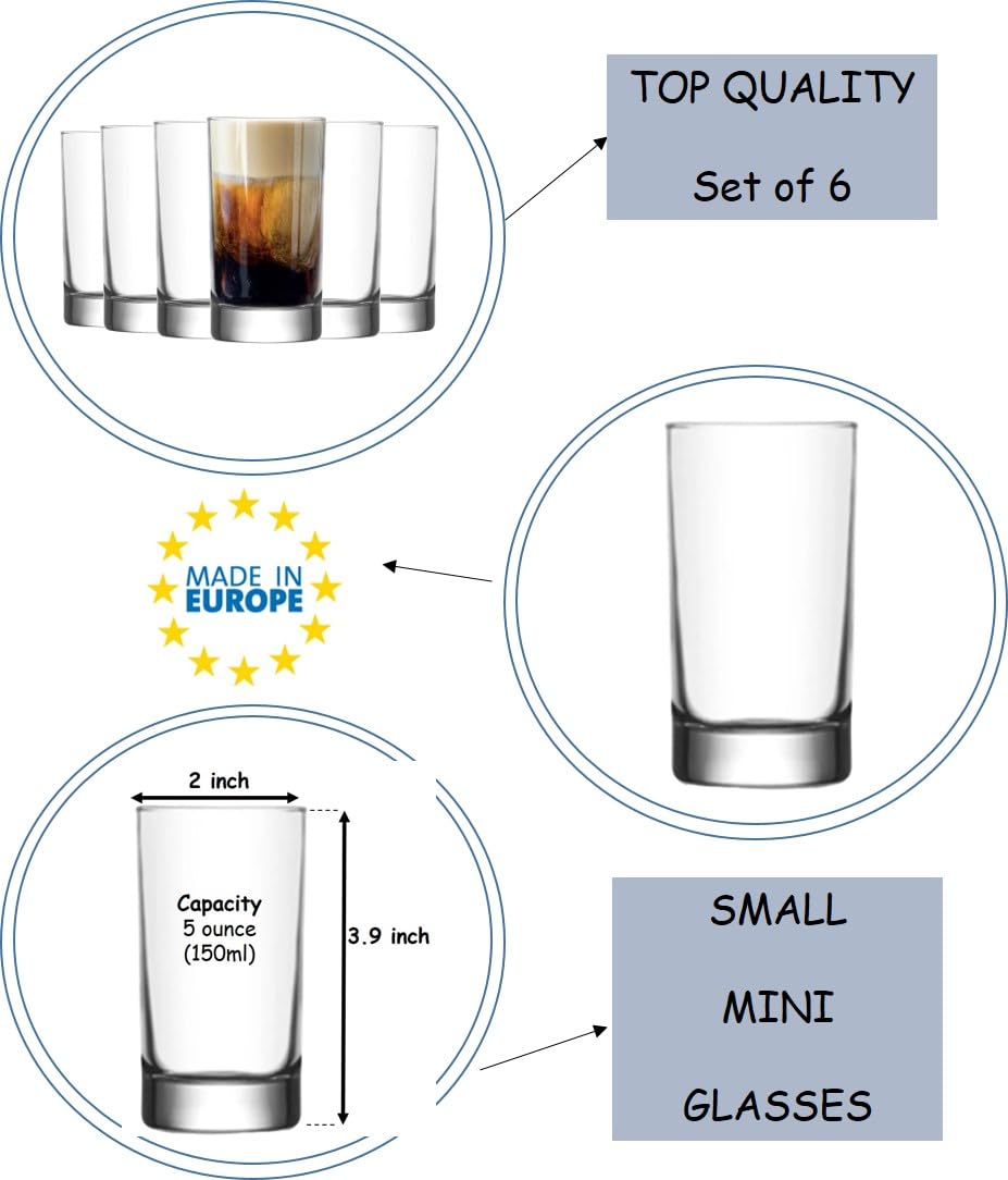 Juego De 6 Vasos Pequeños De Vidrio Bohem's - Perfectos Para Jugo, Café O Degustación