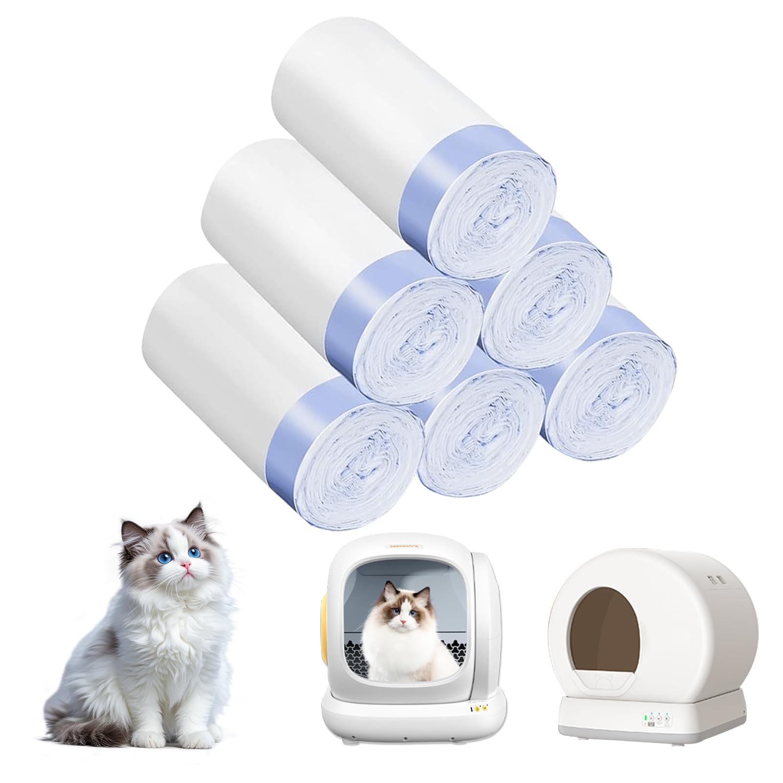 120 Count Extra Large Cat Litter Box Liners, Litter Waste Receptacles Bags for MeoWant MW-SC01/MW-SC02/MW-LR01 Self-Cleaning Cat Litter Box