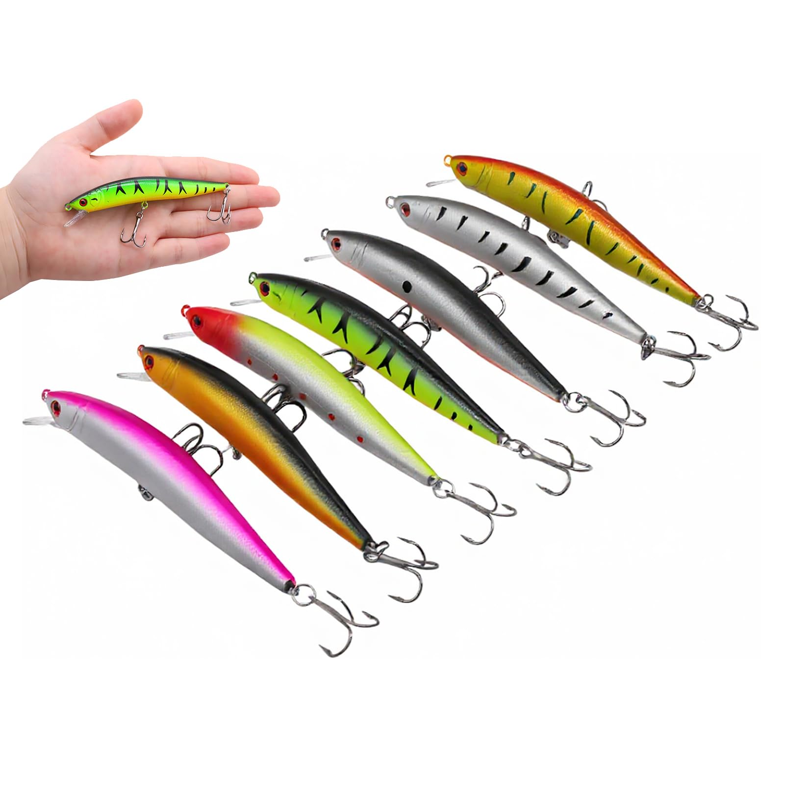 7 PCS Fishing Lures: Artificial Swimbait for Bass and Trout - Realistic Hard Bait for Saltwater and Freshwater Fishing Adventures