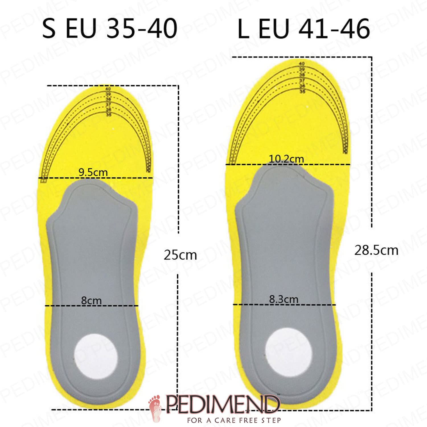 PEDIMEND ortopedyczna wkładka z płaską stopą (4PAIR) – idealna do zapalenia powięzi podeszwy / bólu pięt/kostki i ogólnego bólu stóp – wkładki do butów ortopedycznych – pielęgnacja stóp