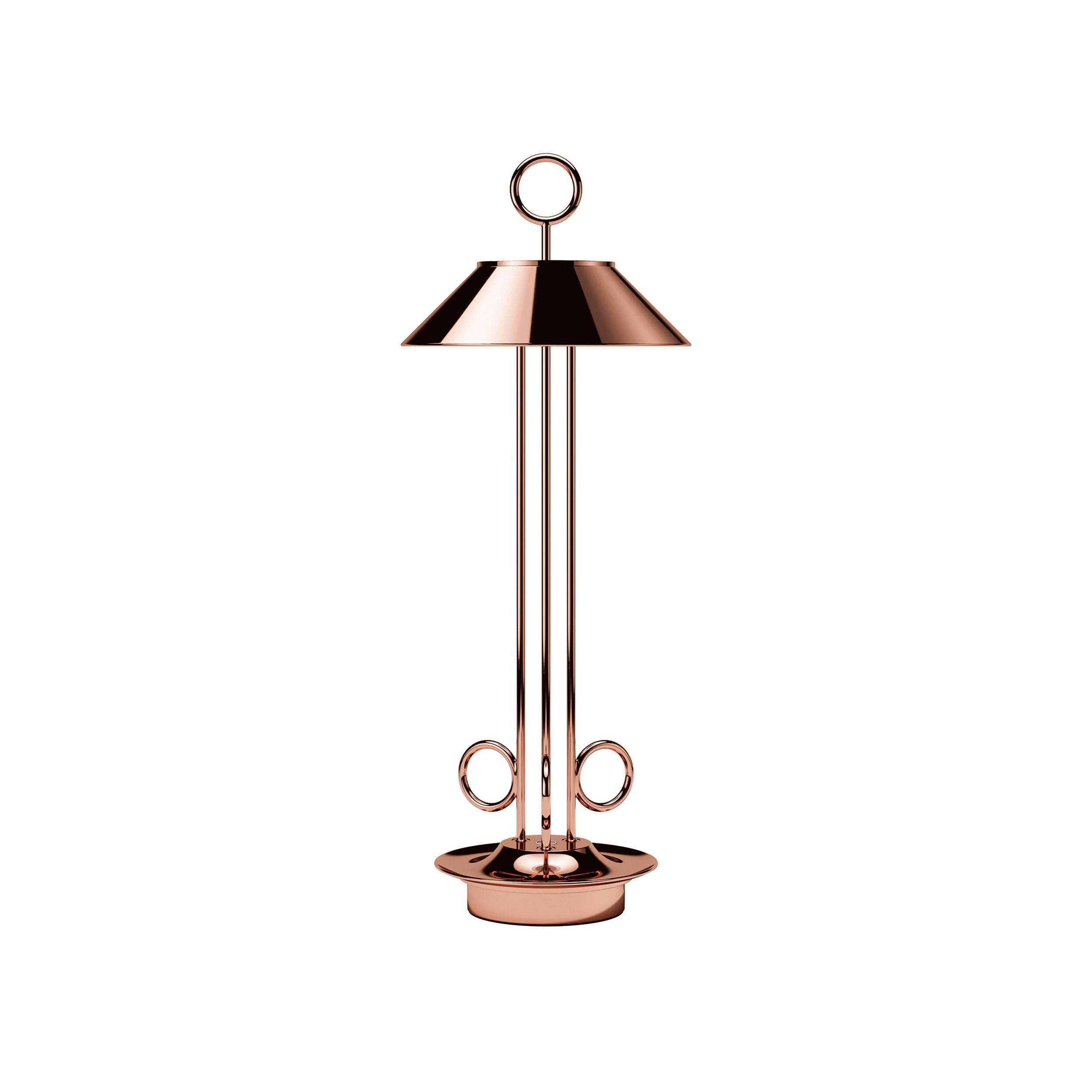 SIGOR Nudiderot - Dimmbare LED Akku-Tischleuchte Indoor & Outdoor, IP54 spritzwassergeschützt, Höhe 42,5cm, aufladbar mit Easy-Connect, 12 h Leuchtdauer, kupferfarben
