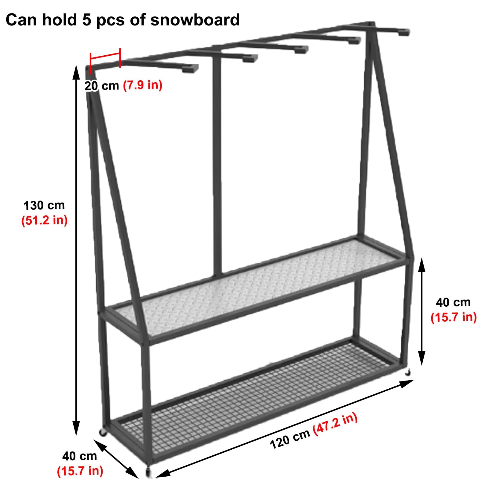 Support autoportant pour snowboard et rangement de ski pour garage, étagère double couche pour longboard pour bottes/casque