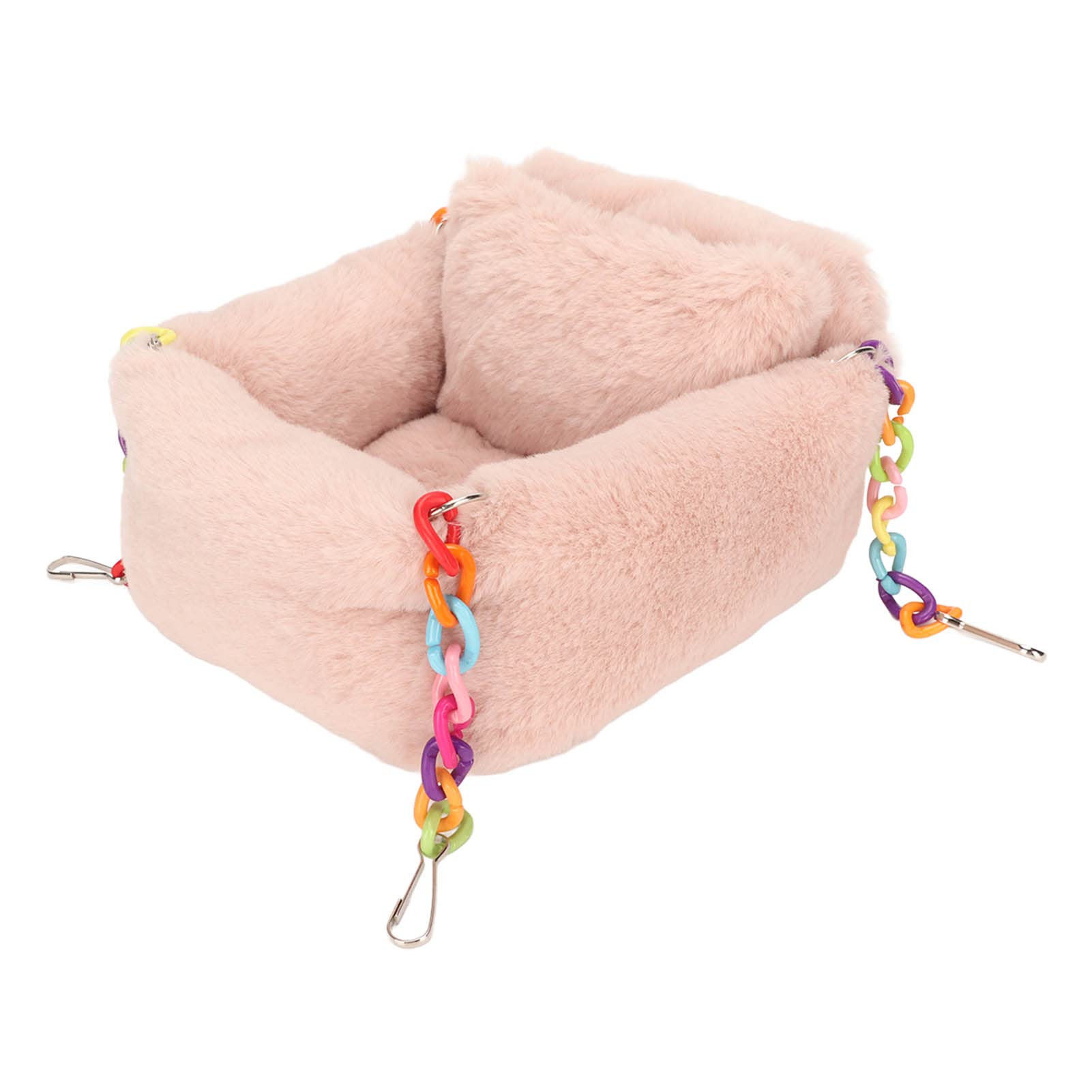 Qukaim Cama colgante para hámster, hamaca de cadena para hámster con almohada pequeña, rosa loto cálido de invierno, cama colgante de animales pequeños