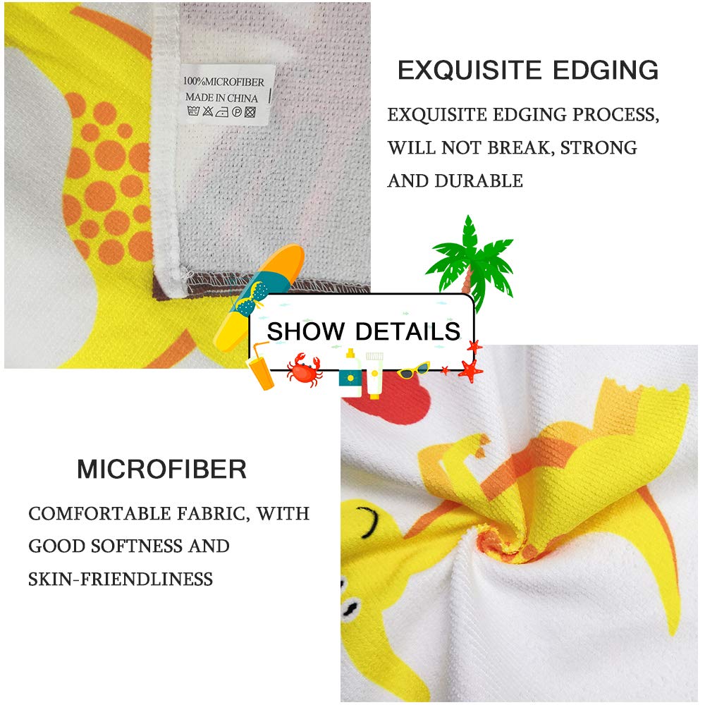 DOTBUY Poncho Telo Mare con Cappuccio per Bambini, Asciugamano da Bagno Poncho Stile in Microfibra Stampa Alpaca e Cactus, Estate, Nuoto, Spiaggia, Accappatoio (Cammello,60x80cm