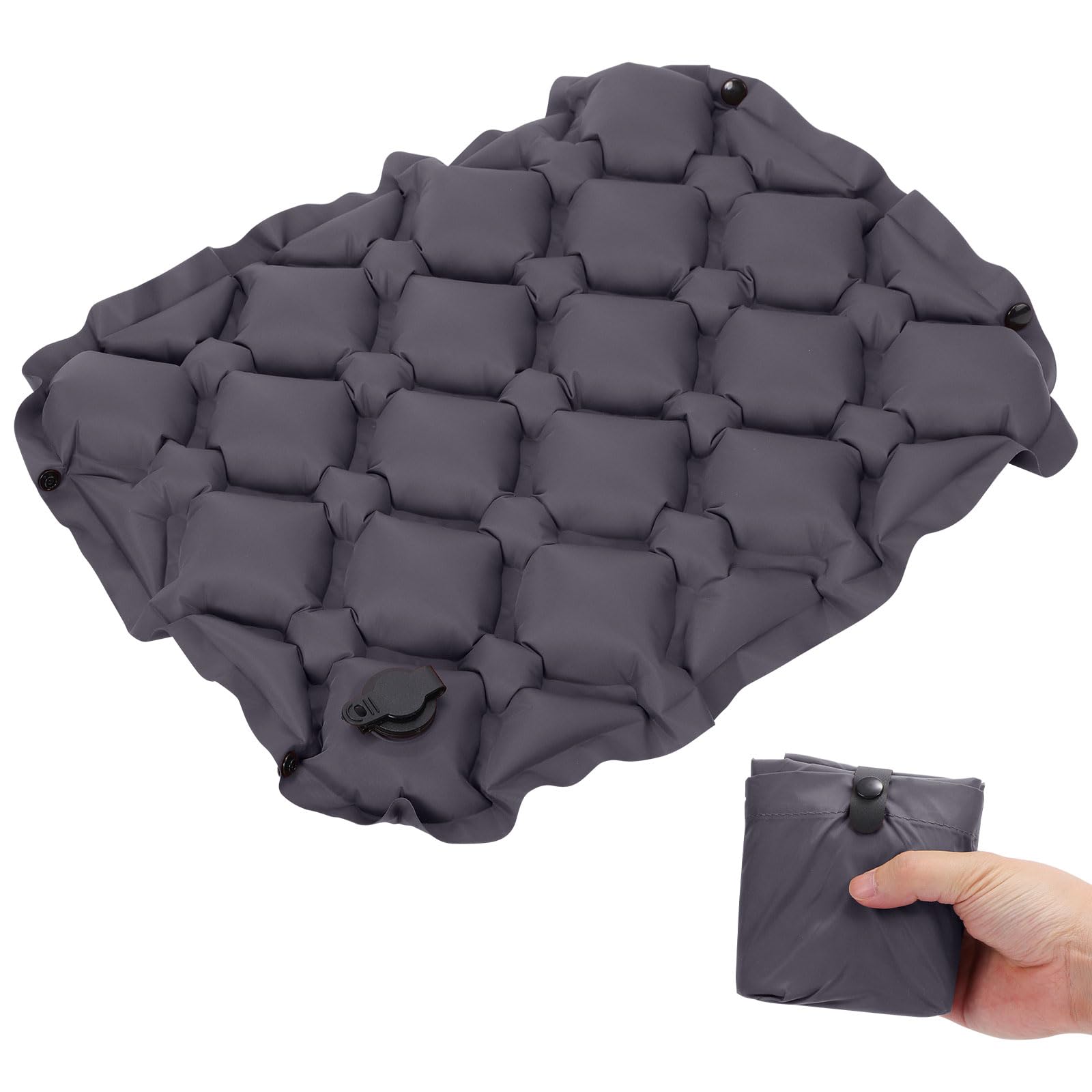 Fjquamitix Dark Gray Inflatable Seat Cushion Lightweight Stadium Seat Pad Travel Air Seat Cushion For Hiking Office Airplane Stadium Car (Dark Gray)