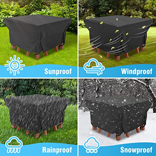 Velway Patio Furniture Covers Waterproof Outdoor Super Windproof 49 Inch Square Table Cover With Seal Tape At Seams, Anti-Uv Fire Pit Table Cover With Side Adjustable Straps, 4 Windproof Buckle Straps #TOP5
